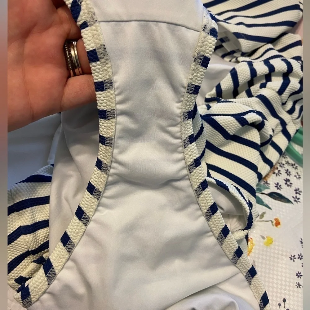 J.Crew Cap-sleeve One Piece Striped Swimsuit